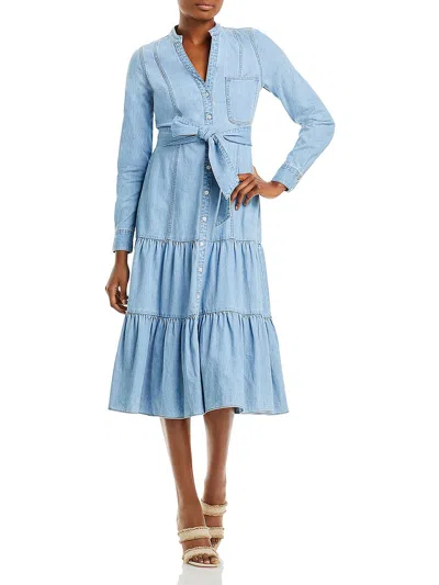 Shop Veronica Beard Kova Womens Denim Long Sheath Dress In Blue