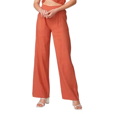 Shop Monrow Linen Pleated Pants In Faded Rust In Multi