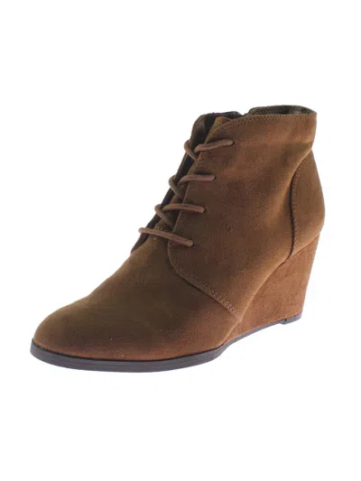 Shop American Rag Baylie Womens Faux Suede Ankle Wedge Boots In Brown