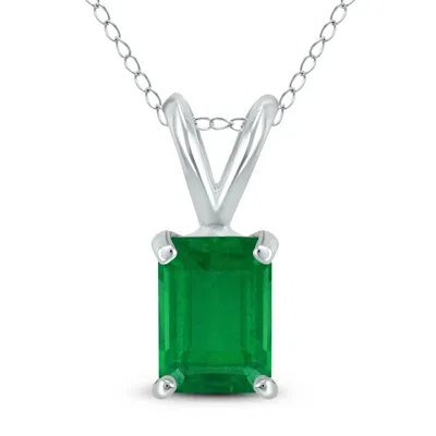 Shop Sselects 14k 6x4mm Emerald Shaped Emerald Pendant In Green
