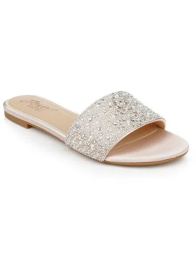 Shop Jewel Badgley Mischka Delaney Womens Satin Embellished Slide Sandals In Silver
