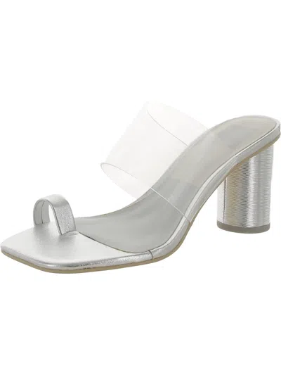 Shop Dolce Vita Naomie Womens Leather Open Toe Heels In Silver