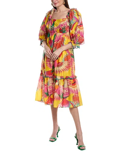 Shop Farm Rio Colorful Toucans Scalops Midi Dress In Multi