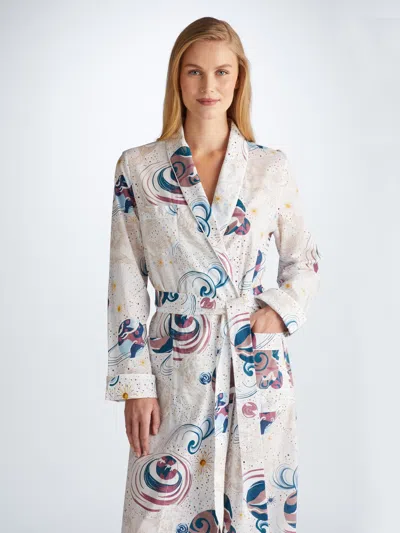 Shop Derek Rose Women's Long Dressing Gown Ledbury 76 Cotton Batiste White