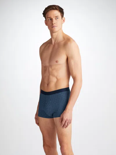Derek Rose Men's Boxer Briefs Geometric 7 Pima Cotton Stretch Navy In Navy