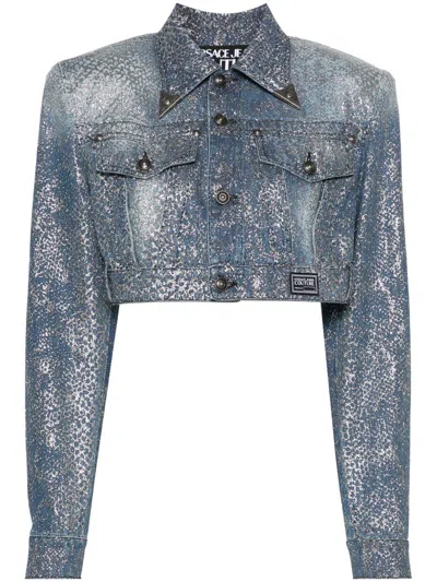 Shop Versace Jeans Couture Boxy Jacket Clothing In Blue