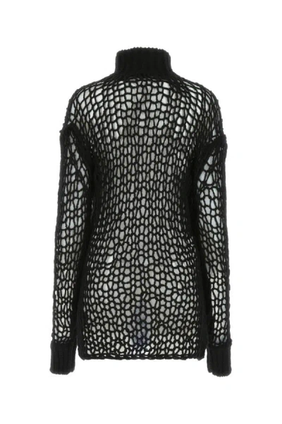 Shop Ann Demeulemeester Woman Black Wool Blend Sweater