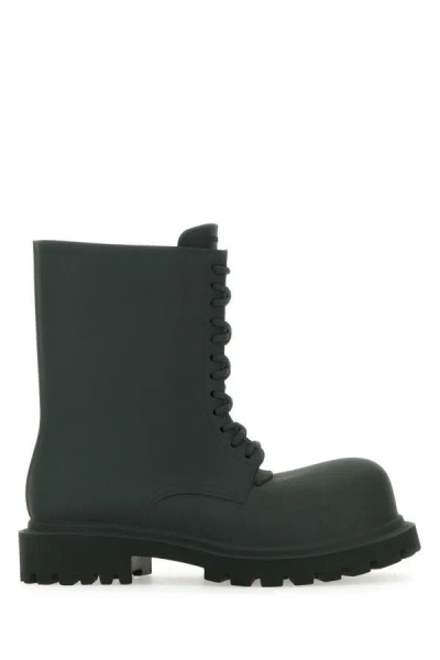 Balenciaga Dark Green Steroid Lace Up Boots In Green