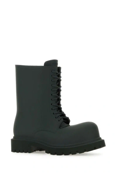 Balenciaga Dark Green Steroid Lace Up Boots In Green