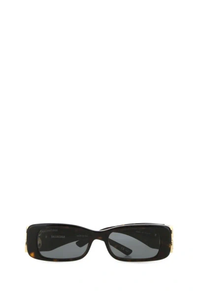 Shop Balenciaga Man Black Acetate Dynasty Rectangle Sunglasses