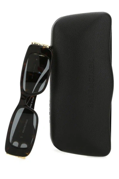 Shop Balenciaga Man Black Acetate Dynasty Rectangle Sunglasses