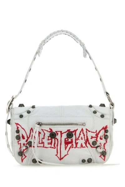 Balenciaga Man White Leather Le Cagole Xs Diy Metal Crossbody Bag In White
