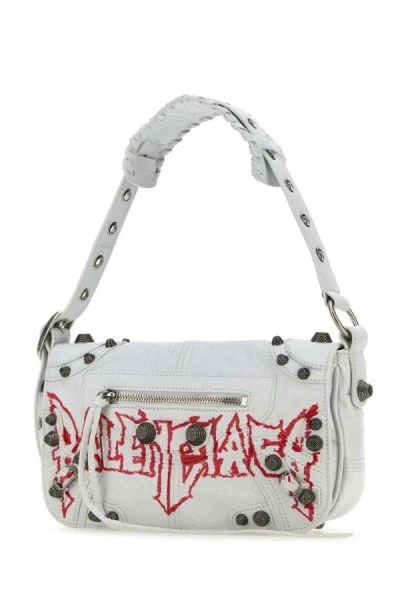 Balenciaga Man White Leather Le Cagole Xs Diy Metal Crossbody Bag In White