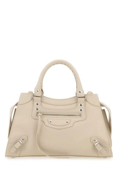 Shop Balenciaga Woman Beige Leather Neo Classic City S Handbag In Brown