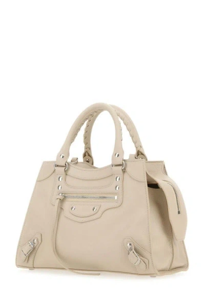 Shop Balenciaga Woman Beige Leather Neo Classic City S Handbag In Brown