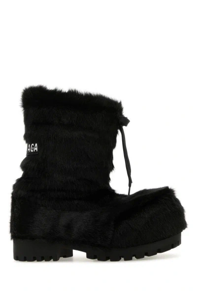 Shop Balenciaga Woman Black Eco Fur Alaska Ankle Boots