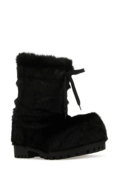 Shop Balenciaga Woman Black Eco Fur Alaska Ankle Boots