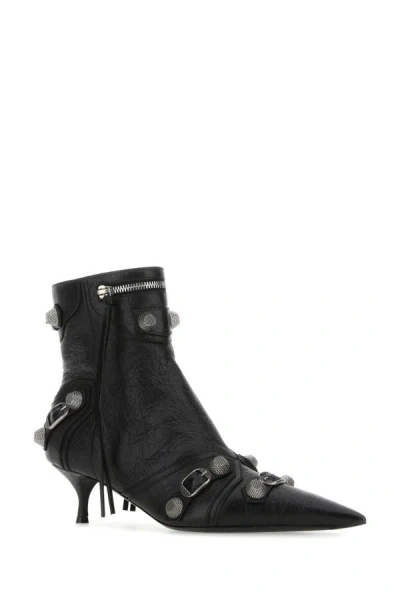 Balenciaga Cagole 50 Ankle Boots In Lamb Leather In Black
