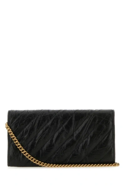 Shop Balenciaga Woman Black Leather Crush Wallet