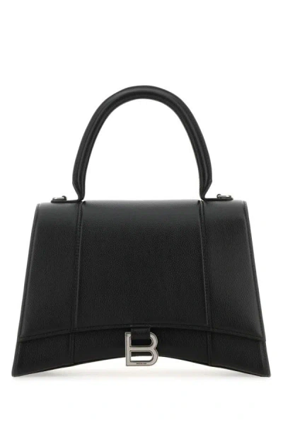 Shop Balenciaga Woman Black Leather Hourglass Handbag