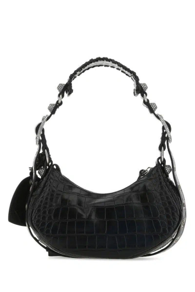 Shop Balenciaga Woman Black Leather Le Cagole Xs Shoulder Bag