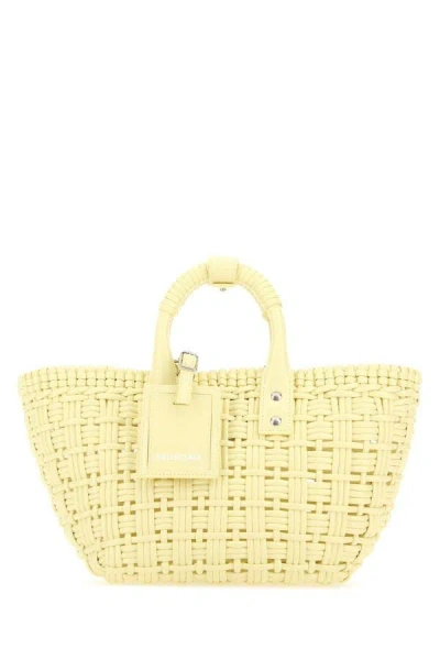 Shop Balenciaga Woman Pastel Yellow Synthetic Leather Bistro Xs Handbag