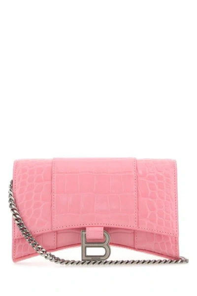 Shop Balenciaga Woman Pink Leather Hourglass Wallet