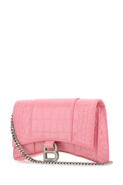 Shop Balenciaga Woman Pink Leather Hourglass Wallet