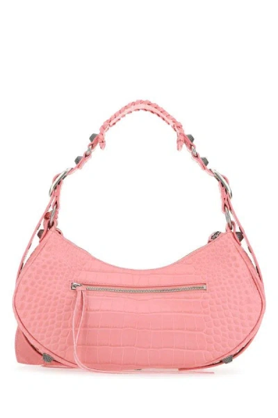Shop Balenciaga Woman Pink Leather Le Cagole S Shoulder Bag