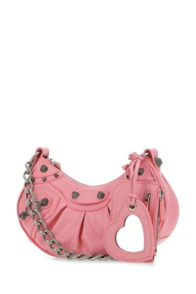 Shop Balenciaga Woman Pink Nappa Leather Le Cagole Xs Crossbody Bag
