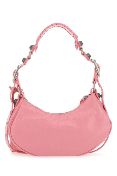 Shop Balenciaga Woman Pink Nappa Leather Le Cagole Xs Shoulder Bag