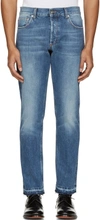 Alexander Mcqueen Blue Denim Frayed Jeans