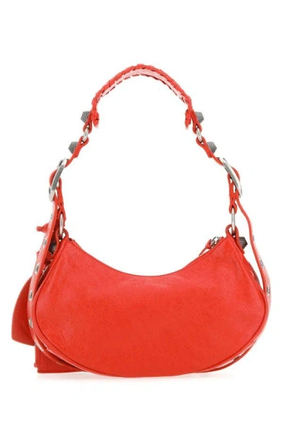 Shop Balenciaga Woman Red Nappa Leather Le Cagole Xs Shoulder Bag