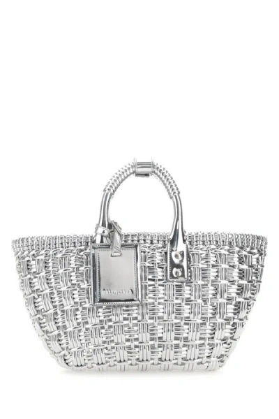 Shop Balenciaga Woman Silver Synthetic Leather Bistro Xs Handbag