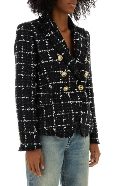 Shop Balmain Woman Embroidered Tweed Blazer In Multicolor