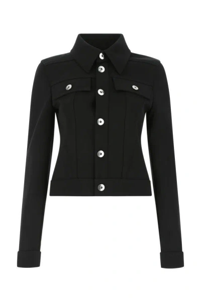 Shop Bottega Veneta Woman Black Stretch Wool Blend Jacket