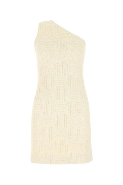 Shop Bottega Veneta Woman Ivory Terry Fabric Mini Dress In White