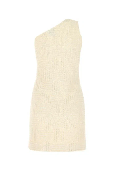 Shop Bottega Veneta Woman Ivory Terry Fabric Mini Dress In White