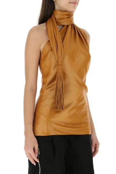 Shop Bottega Veneta Woman Ochre Polyester Top In Yellow