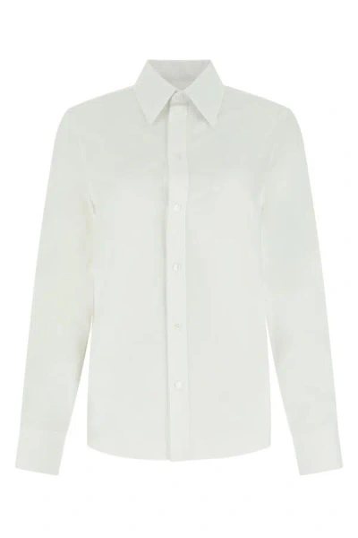Shop Bottega Veneta Woman White Poplin Shirt