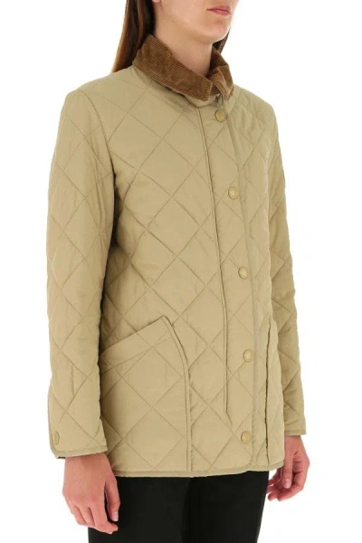 Shop Burberry Woman Beige Nylon Jacket In Brown