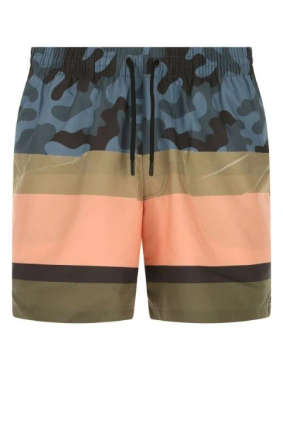Shop Dries Van Noten Man Printed Nylon Bermuda Shorts In Multicolor