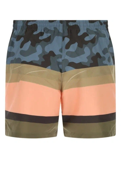 Shop Dries Van Noten Man Printed Nylon Bermuda Shorts In Multicolor