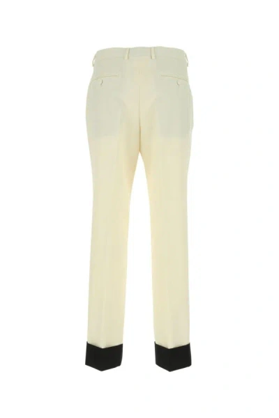 Shop Gucci Man Ivory Wool Blend Pant In White
