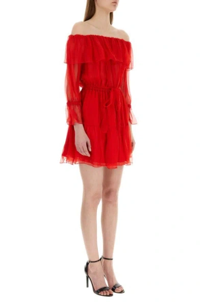 Shop Gucci Woman Red Chiffon Mini Dress