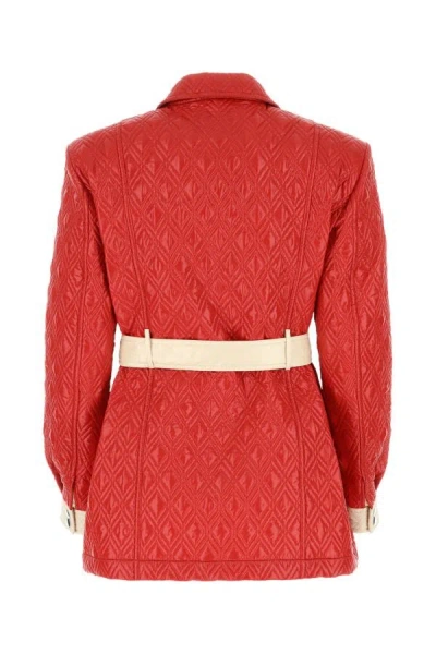 Shop Gucci Woman Red Polyester Jacket