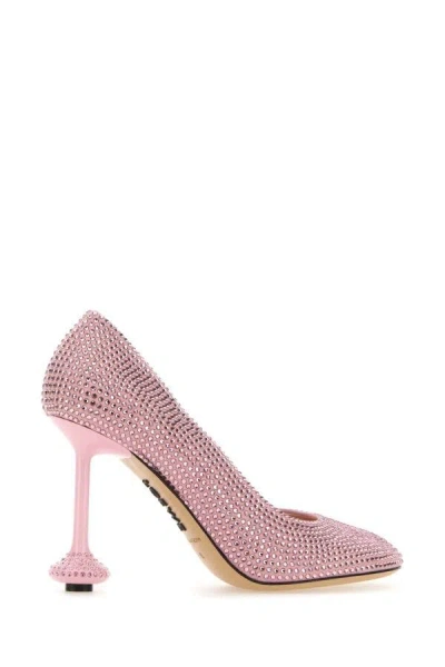 Shop Loewe Woman Embellished Leather Toy Pumps In Pink