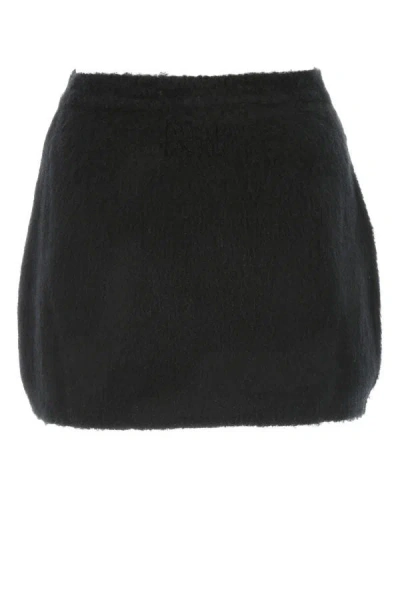 Miu Miu Black Stretch Wool Blend Mini Skirt In Black