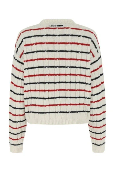 Shop Miu Miu Woman Embroidered Cashmere Oversize Sweater In Multicolor
