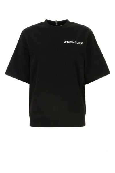 Shop Moncler Woman Black Cotton T-shirt